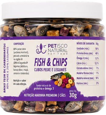 Fish & Chips Cubes — fish and vegetable cubes, 30 g jar